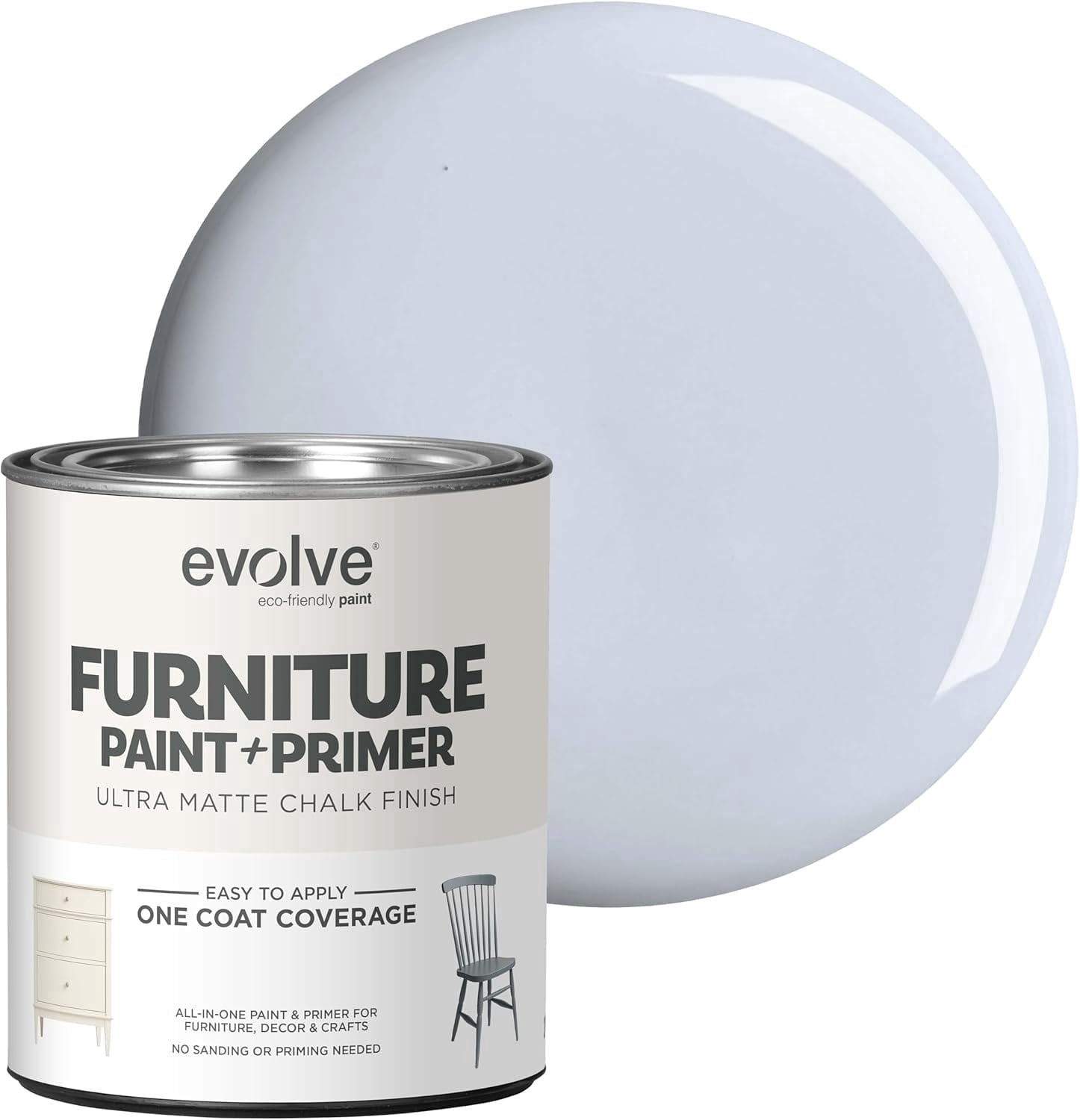 Evolve Ultra Matte Chalk Paint, Eco-Friendly Paint and Primer, Blue Mirage, 30 fl oz, Pack of 1