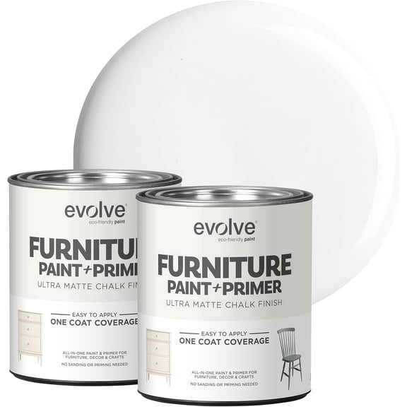 Evolve Ultra Matte Chalk Paint, Eco-Friendly Paint and Primer, Cloud White, 30 fl oz, Pack of 2