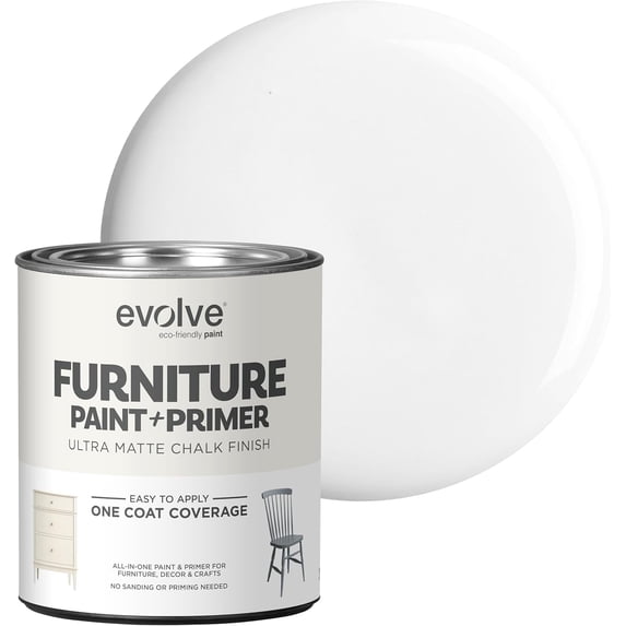 Evolve Ultra Matte Chalk Paint, Eco-Friendly Paint and Primer, Cloud White, 30 fl oz, Pack of 1