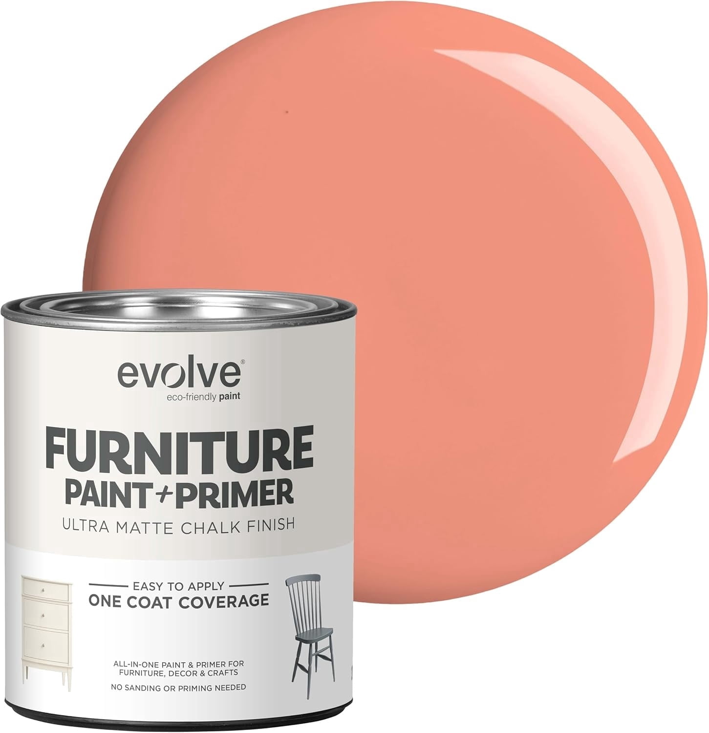 Evolve Ultra Matte Chalk Paint, Eco-Friendly Paint and Primer, Coral Veil, 30 fl oz, Pack of 1