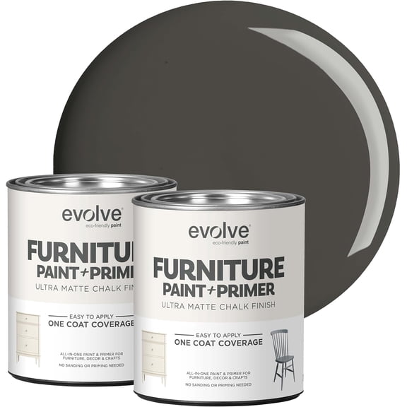 Evolve Ultra Matte Chalk Paint, Eco-Friendly Paint and Primer, Iron Ore, 30 fl oz, Pack of 2