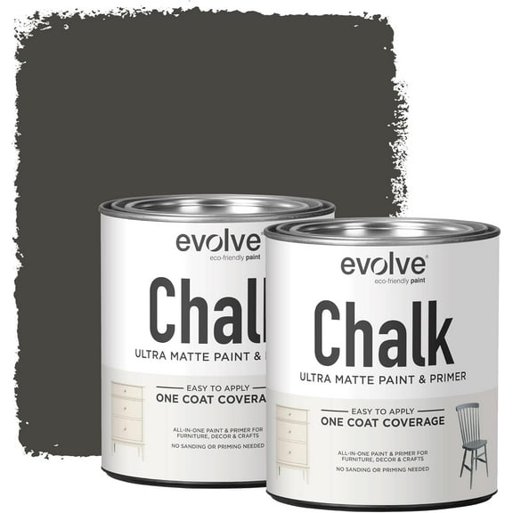 Evolve Ultra Matte Chalk Paint, Eco-Friendly Paint and Primer, Iron Ore, 30 fl oz, Pack of 2
