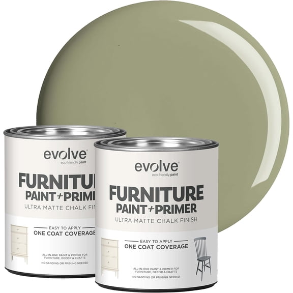 Evolve Ultra Matte Chalk Paint, Eco-Friendly Paint and Primer, Soft Sage, 30 fl oz, Pack of 2