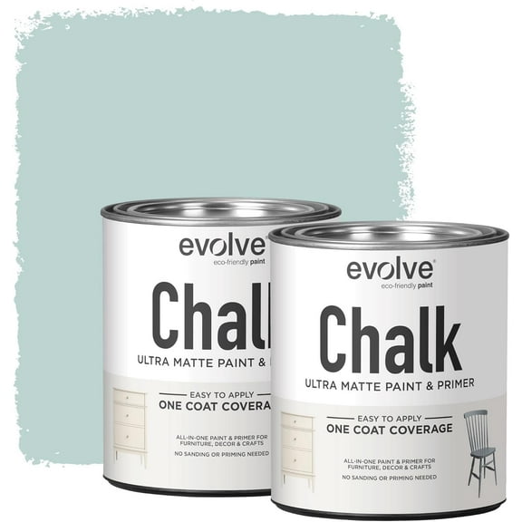 Evolve Ultra Matte Chalk Paint, Eco-Friendly Paint and Primer, Spring Showers, 30 fl oz, Pack of 2