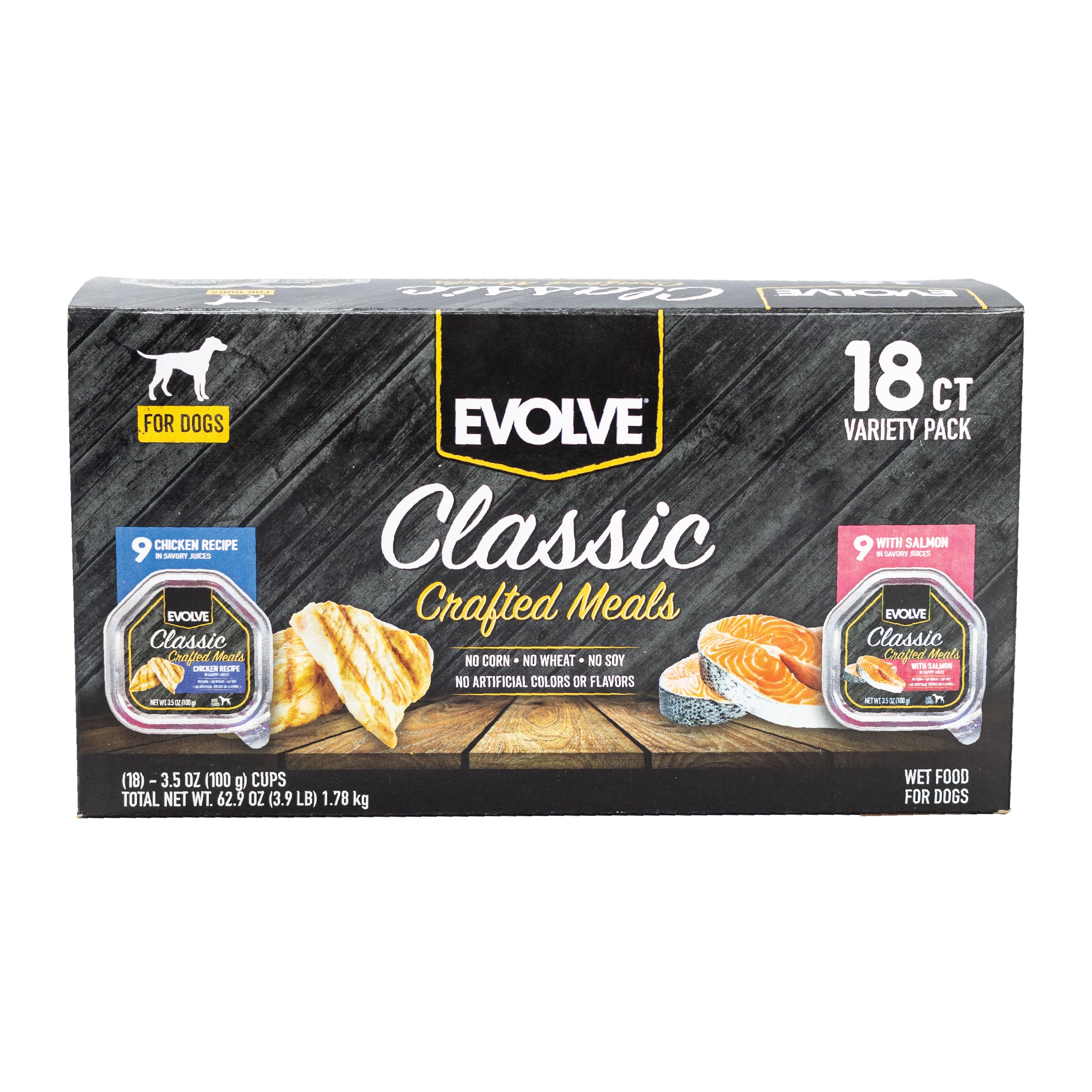 Evolve Classic Crafted Meals Variety Pack Chicken Recipe & with Salmon