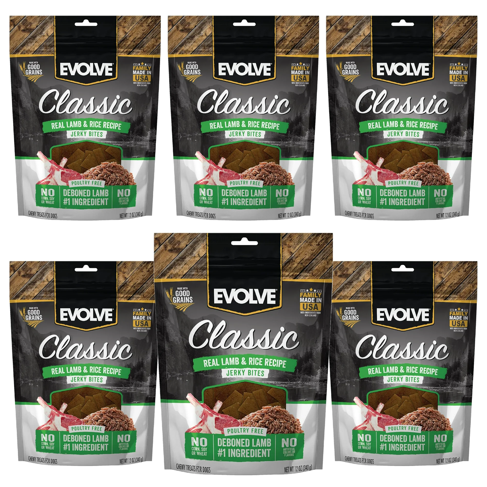 Evolve Classic Lamb and Brown Rice Jerky Bites Soft Dog Treats - 12 oz (6 pack)