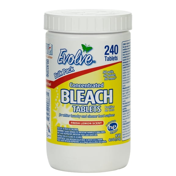 Evolve Concentrated Bleach Tablets, Fresh Lemon Scent, 240 Tablets, 1 Pack