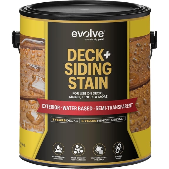 Evolve Semi-Transparent Water Based Wood Stain, Fence Stain & Deck Paint, Chestnut Brown, 1 gal