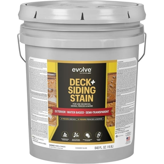 Evolve Semi-Transparent Water Based Wood Stain, Fence Stain & Deck Paint, Mission Brown, 5 gal