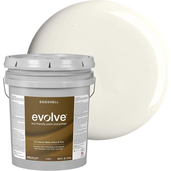 Evolve Dove White Eggshell Interior Paint and Primer, Wall Paint with One-Coat Coverage, 1 gal