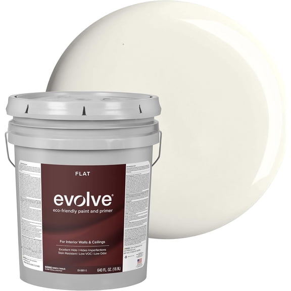 Evolve Dove White Flat Interior Paint and Primer, Wall and Ceiling Paint with One-Coat Coverage, 1 gal
