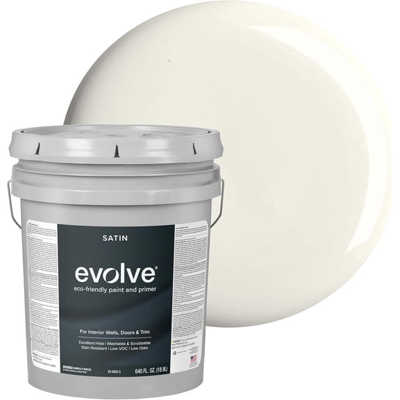 Evolve Dove White Satin Interior Paint and Primer, Wall Paint with One-Coat Coverage, 1 gal