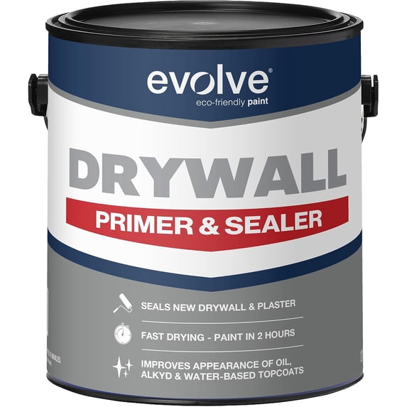 Evolve Drywall Primer & Sealer, Fast-Dry Low Odor Paint Primer for Interior Surfaces, White, 1 gal