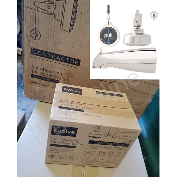 Evolve EV3352-CP150-CT Auto Diverting Shower Head Tub Spout Sistem 1.5GPM NEW