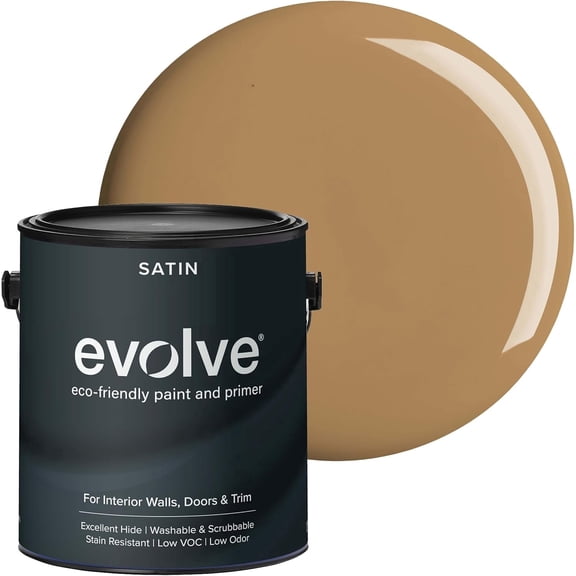 Evolve Eco-Friendly Autumn Brown Satin Sheen Acrylic Latex Paint and Primer, 1 Gallon