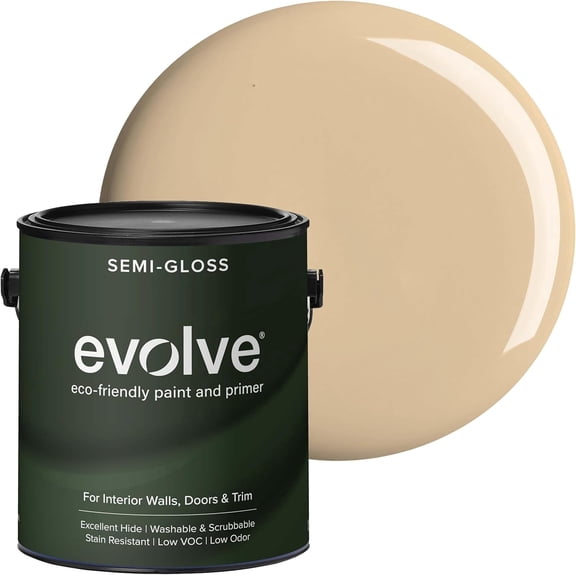 Evolve Eco-Friendly Burlap Brown Semi-Gloss Acrylic Latex Paint and Primer, 1 Gallon