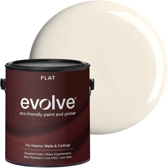 Evolve Eco-Friendly Coconut Cream Flat Finish Acrylic Latex Paint and Primer, 1 Gallon