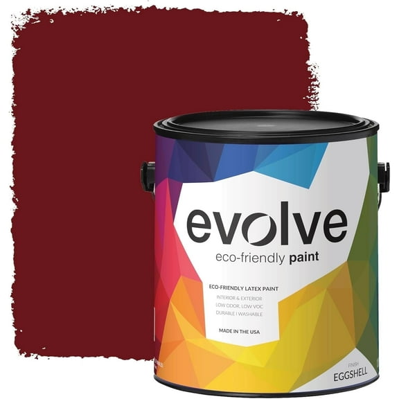 Evolve Eco-Friendly Eggshell Acrylic Latex Paint and Primer, One Coat Coverage, Burgundy, 1 gal