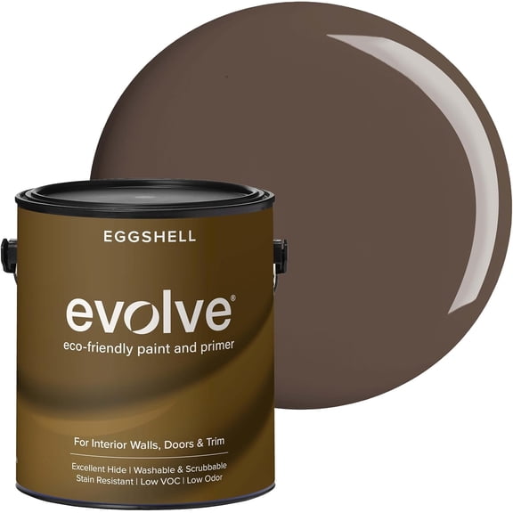 Evolve Eco-Friendly Eggshell Acrylic Latex Paint and Primer, One Coat Coverage, Espresso, 1 gal