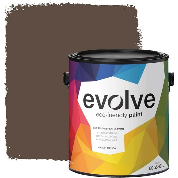 Evolve Eco-Friendly Eggshell Acrylic Latex Paint and Primer, One Coat Coverage, Espresso, 1 gal