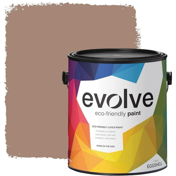 Evolve Eco-Friendly Eggshell Acrylic Latex Paint and Primer, One Coat Coverage, Feather Brown, 1 gal