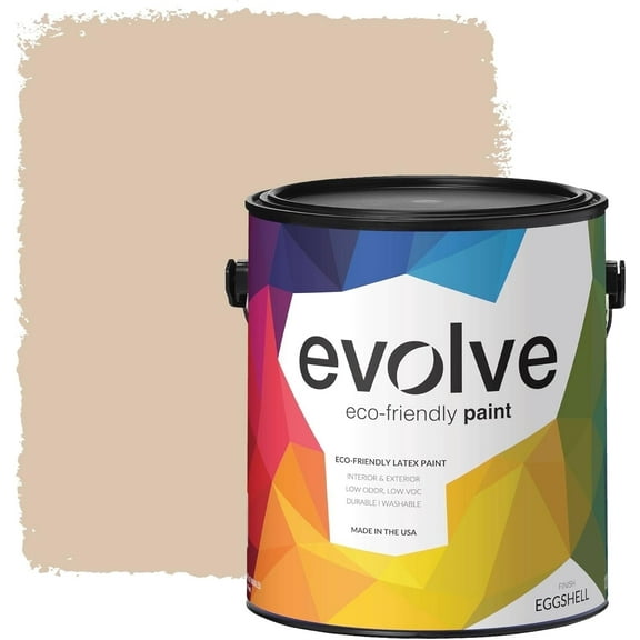 Evolve Eco-Friendly Eggshell Acrylic Latex Paint and Primer, One Coat Coverage, Natural Beige, 1 gal