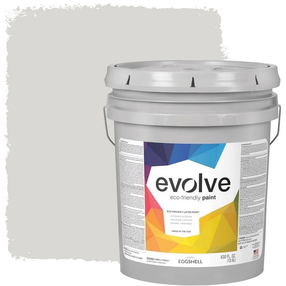 Evolve Eco-Friendly Eggshell Acrylic Latex Paint and Primer, One Coat Coverage, Morning Frost, 5 gal