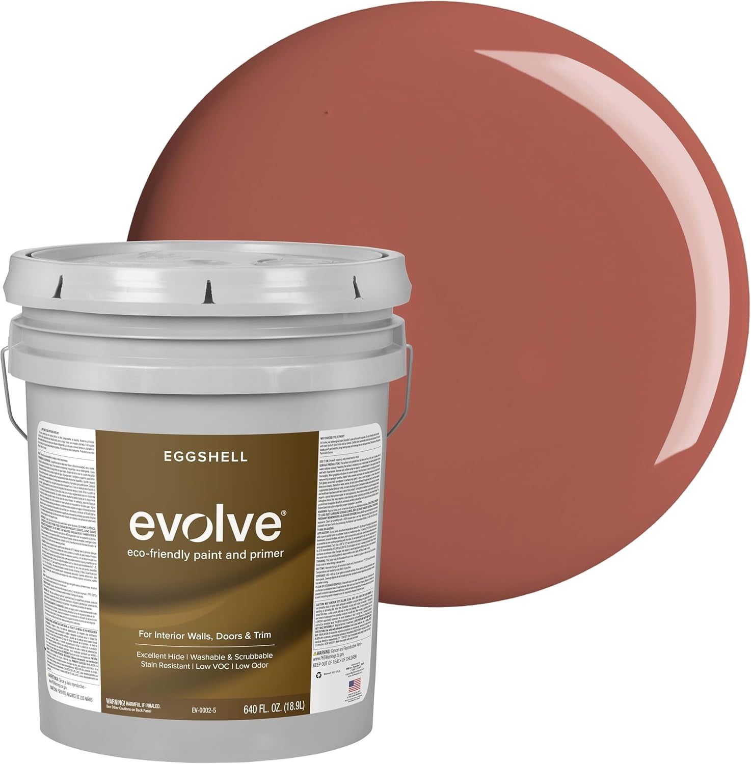 Evolve Eco-Friendly Eggshell Acrylic Latex Paint and Primer, One Coat ...