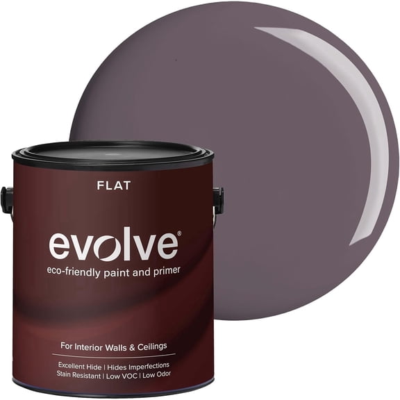 Evolve Eco-Friendly Gentle Plum Flat Finish Acrylic Latex Paint and Primer, 1 Gallon