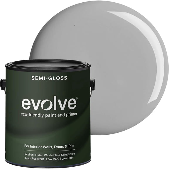 Evolve Eco-Friendly Graphite Gray Semi-Gloss Acrylic Latex Paint and Primer, 1 Gallon
