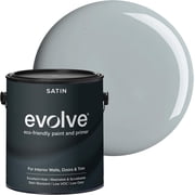 Evolve Eco-Friendly Pebble Gray Satin Sheen Acrylic Latex Paint and Primer, 1 Gallon