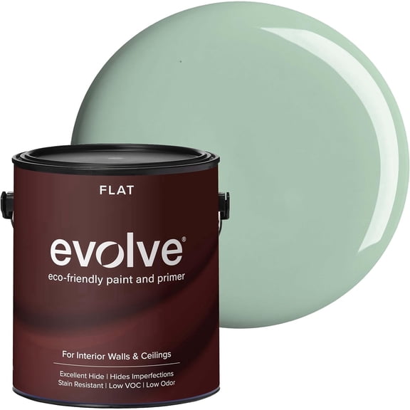 Evolve Eco-Friendly Seafoam Green Flat Finish Acrylic Latex Paint and Primer, 1 Gallon