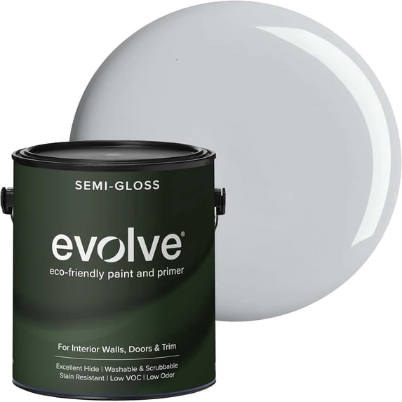 Evolve Eco-Friendly Silver Gray Semi-Gloss Acrylic Latex Paint and Primer, 1 Gallon