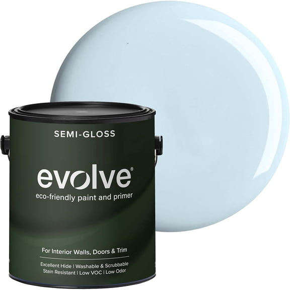 Evolve Eco-Friendly Sky Blue Semi-Gloss Acrylic Latex Paint and Primer, 1 Gallon