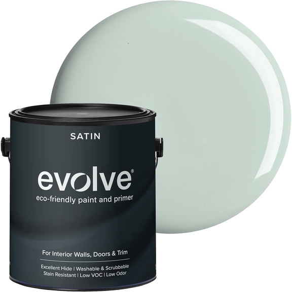 Evolve Eco-Friendly Slate Blue Satin Sheen Acrylic Latex Paint and Primer, 1 Gallon