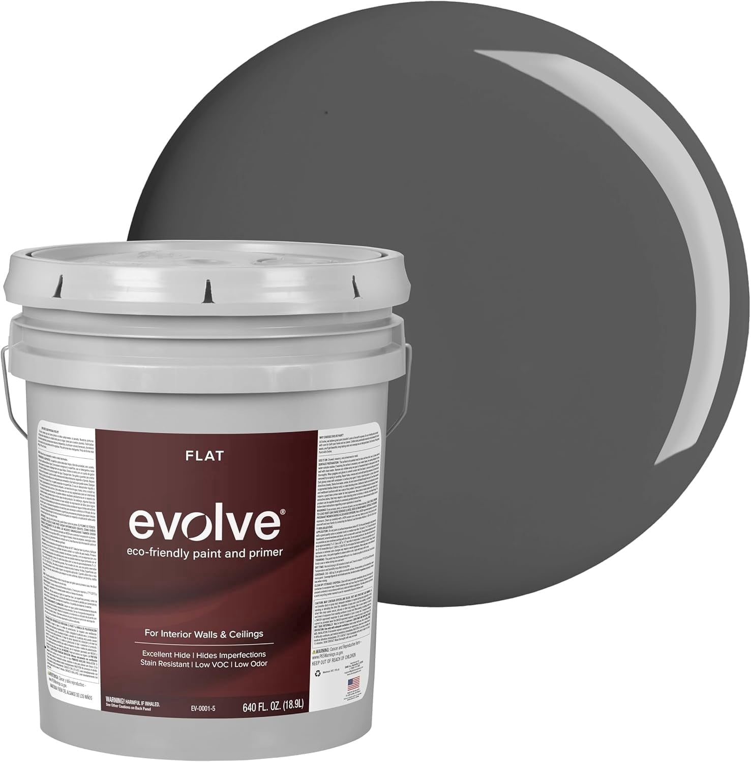 Evolve Eco-Friendly Slate Gray Flat Finish Acrylic Latex Paint and ...