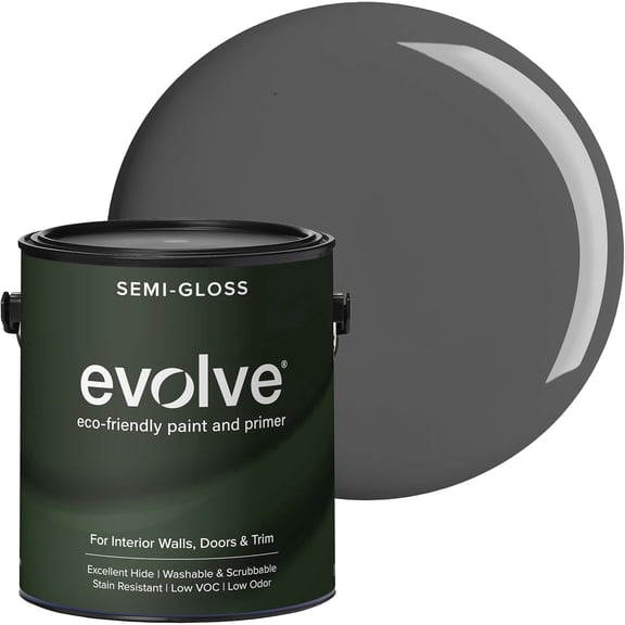 Evolve Eco-Friendly Slate Gray Semi-Gloss Acrylic Latex Paint and Primer, 1 Gallon