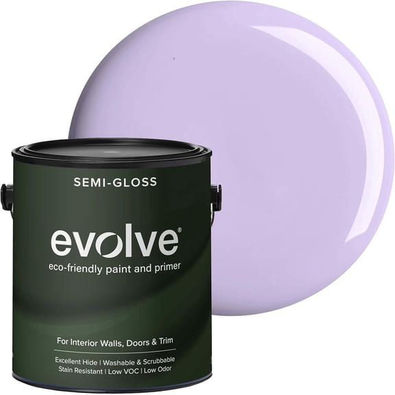 Evolve Eco-Friendly Soft Violet Semi-Gloss Acrylic Latex Paint and Primer, 1 Gallon