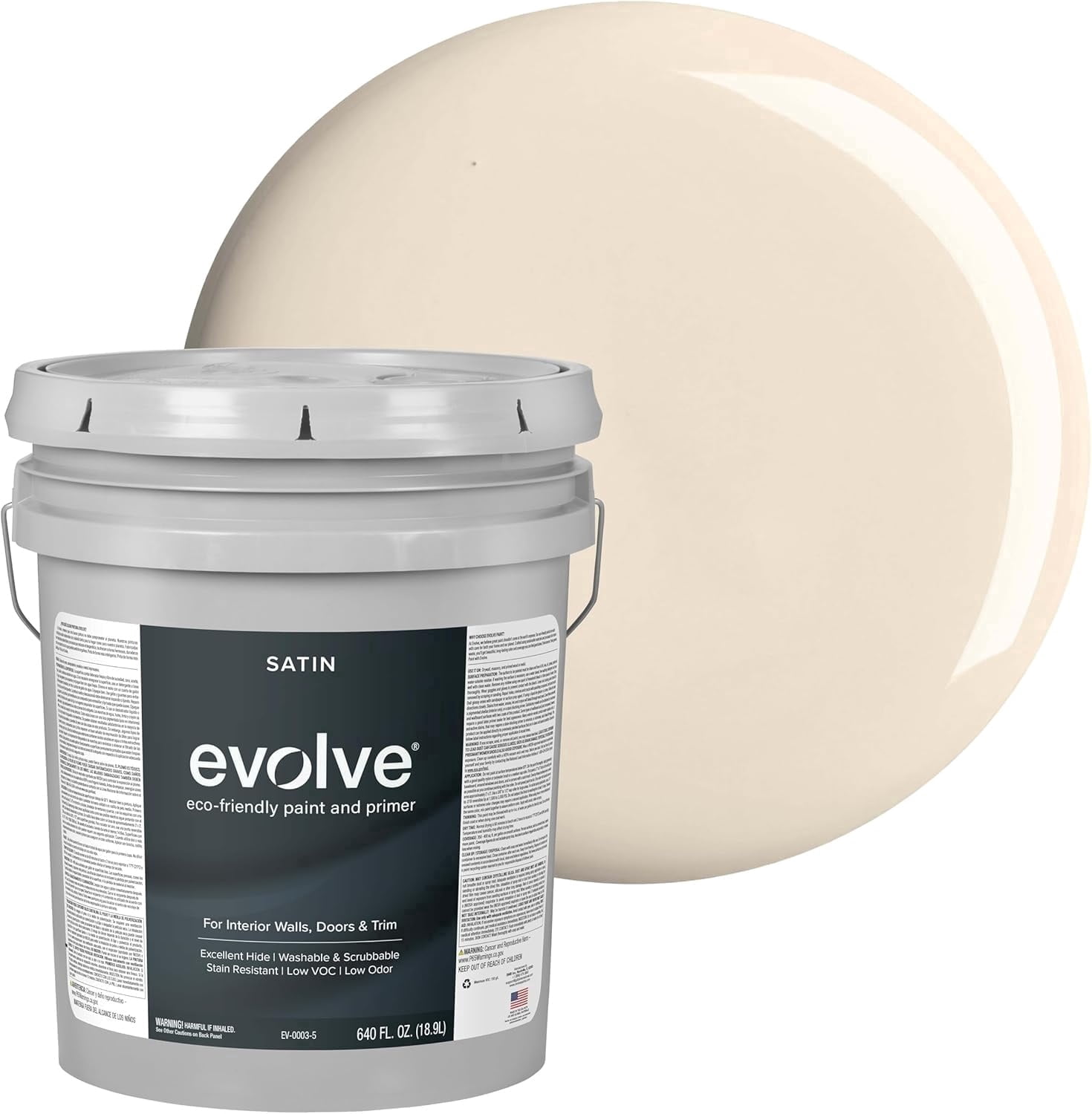 Evolve Eco-Friendly Alabaster White Satin Sheen Acrylic Latex