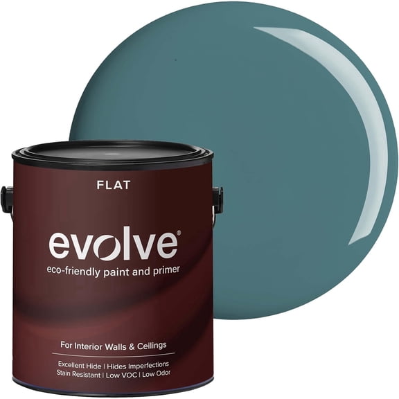 Evolve Eco-Friendly Vine Green Flat Finish Acrylic Latex Paint and Primer, 1 Gallon