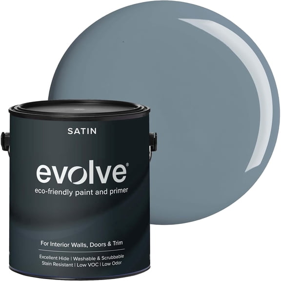 Evolve Eco-Friendly Vine Green Satin Sheen Acrylic Latex Paint and Primer, 1 Gallon