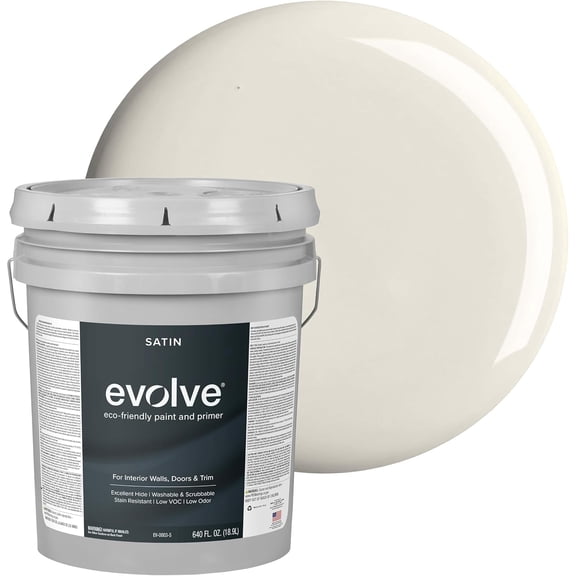 Evolve Essential White Satin Interior Paint and Primer, Wall Paint with One-Coat Coverage, 1 gal