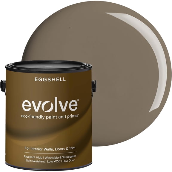 Evolve Fairhaven Taupe Eggshell Interior Paint and Primer, Wall Paint with One-Coat Coverage, 5 gal