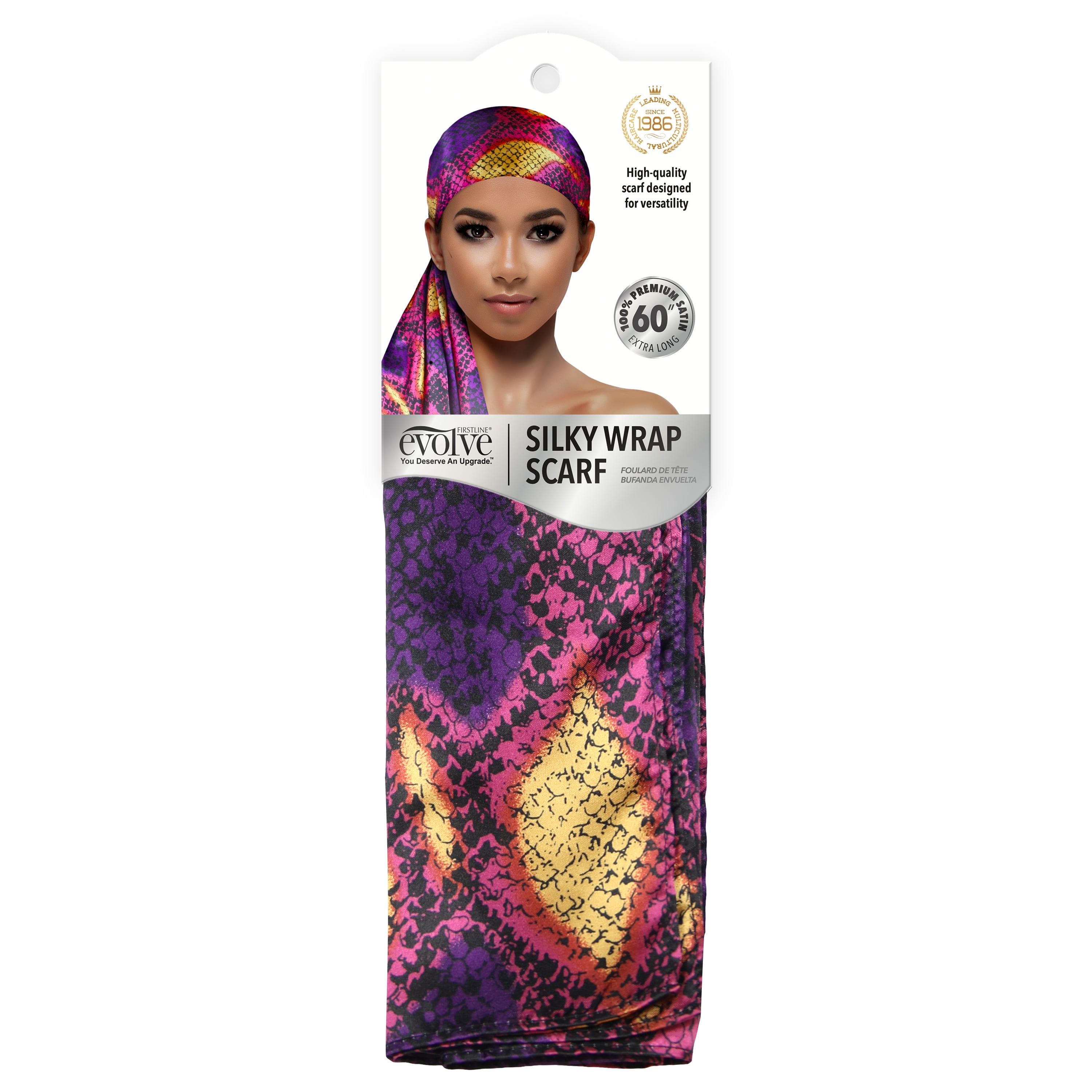Evolve Fashion Silky Wrap Head Scarf, Multicolor, 1 Count