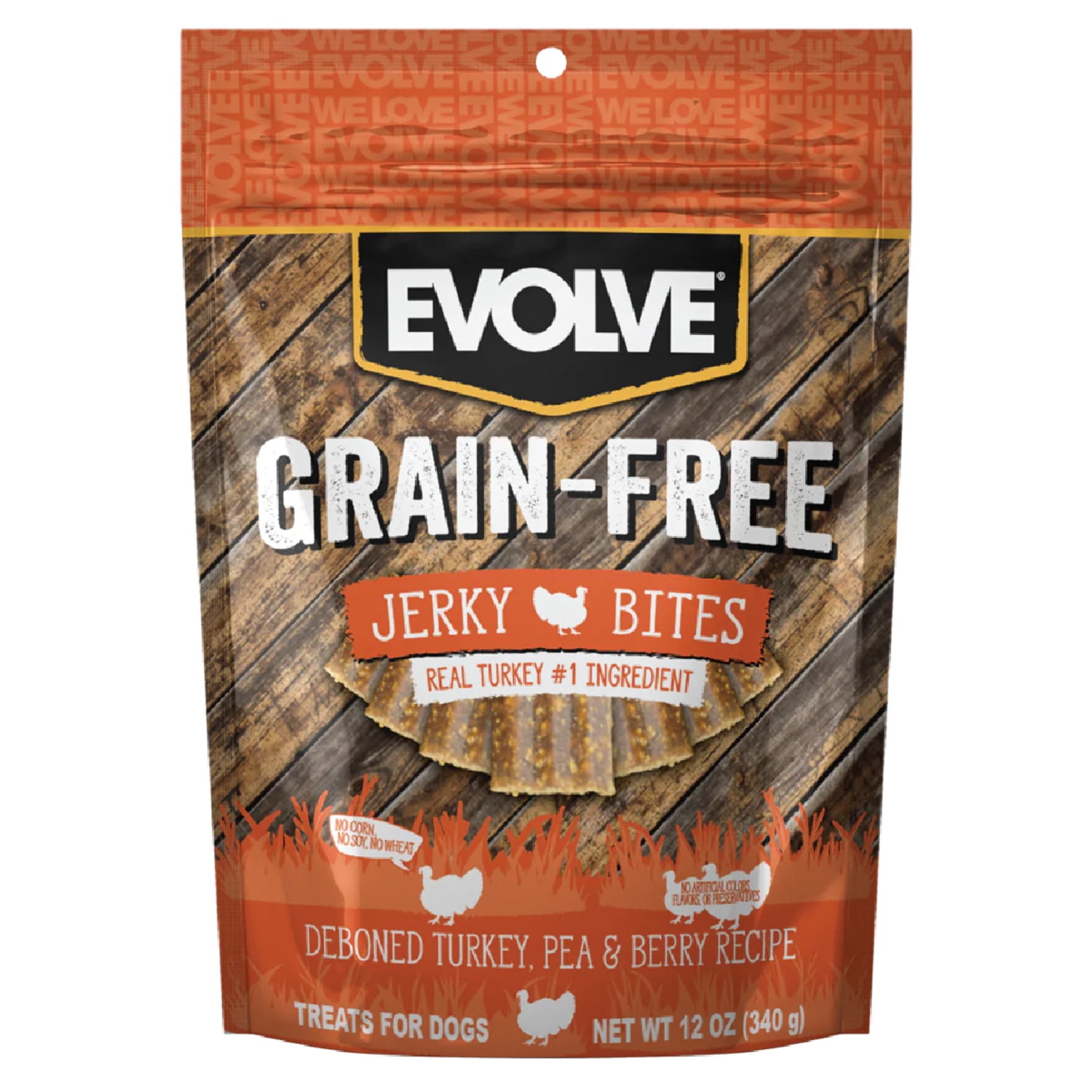Evolve Grain Free Turkey Pea Berry Recipe Jerky Bites Soft Dog