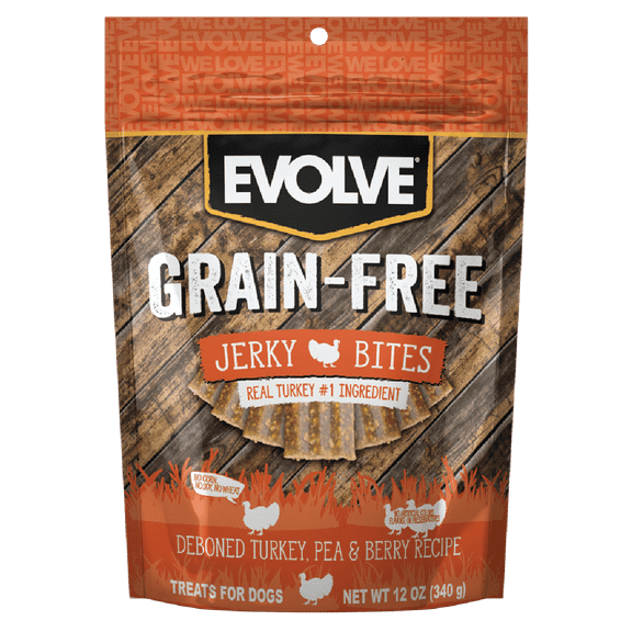Evolve Grain Free Turkey, Pea, & Berry Recipe Jerky Bites Soft Dog Treats