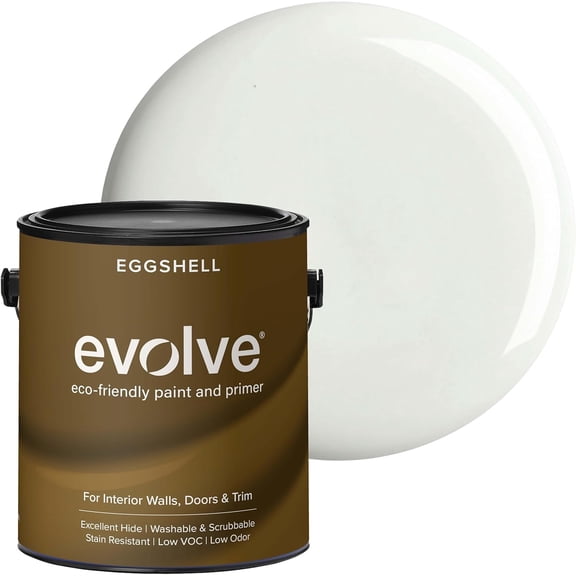 Evolve Latex Paint and Primer, Interior and Exterior Paint, Eggshell Finish, Antique White, 1 Gallon