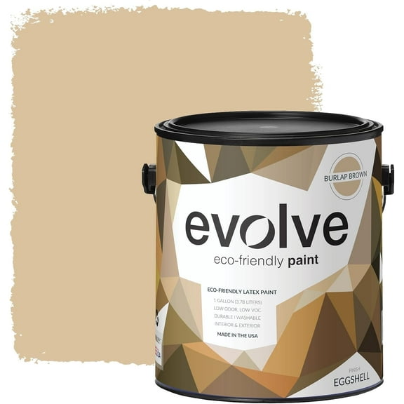 Evolve Latex Paint and Primer, Interior and Exterior Paint, Eggshell Finish, Burlap Brown, 1 Gallon