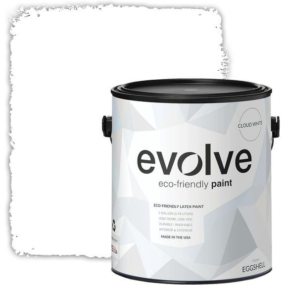 Evolve Latex Paint and Primer, Interior and Exterior Paint, Eggshell Finish, Cloud White, 1 Gallon