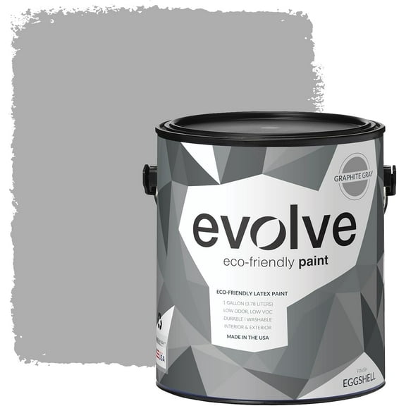 Evolve Latex Paint and Primer, Interior and Exterior Paint, Eggshell Finish, Graphite Gray, 1 Gallon